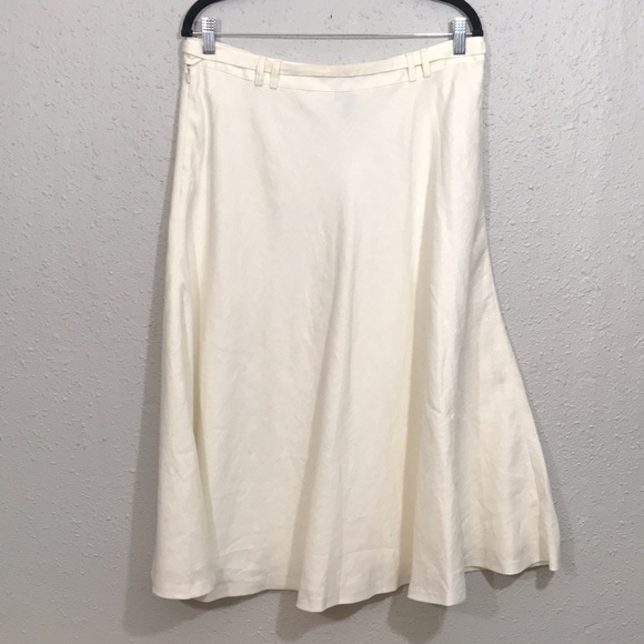 Lauren Ralph Lauren Vintage Off-White A-Line Linen Skirt with Rhinestone Belt - Picture 3 of 9